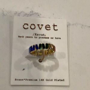 Covet MULTI COLOR RECTANGLE GLASS STONE PAVE RING